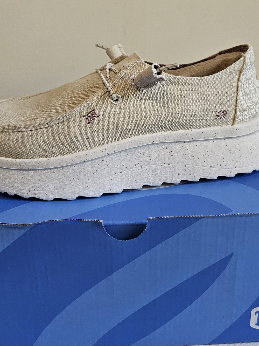 HEY DUDE Cream Canvas Slip-On Women’s Shoe W10